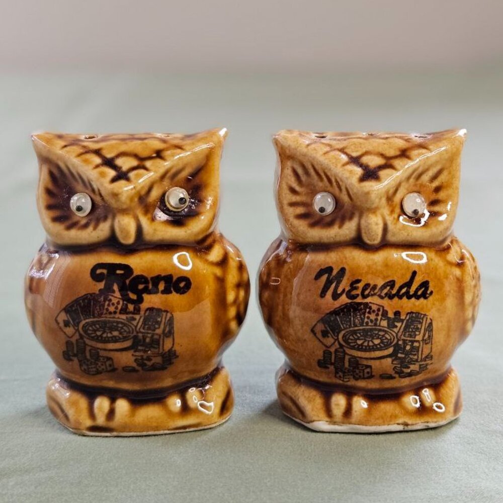 2.5" Vintage Owls with Googly Eyes - Salt and Pepper Shaker Set Reno, Nevada